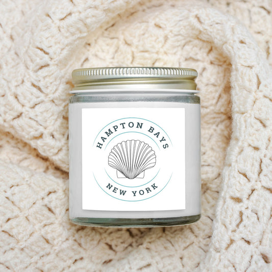 Hampton Bays NY Hand Poured Candle Clear Jar 4oz