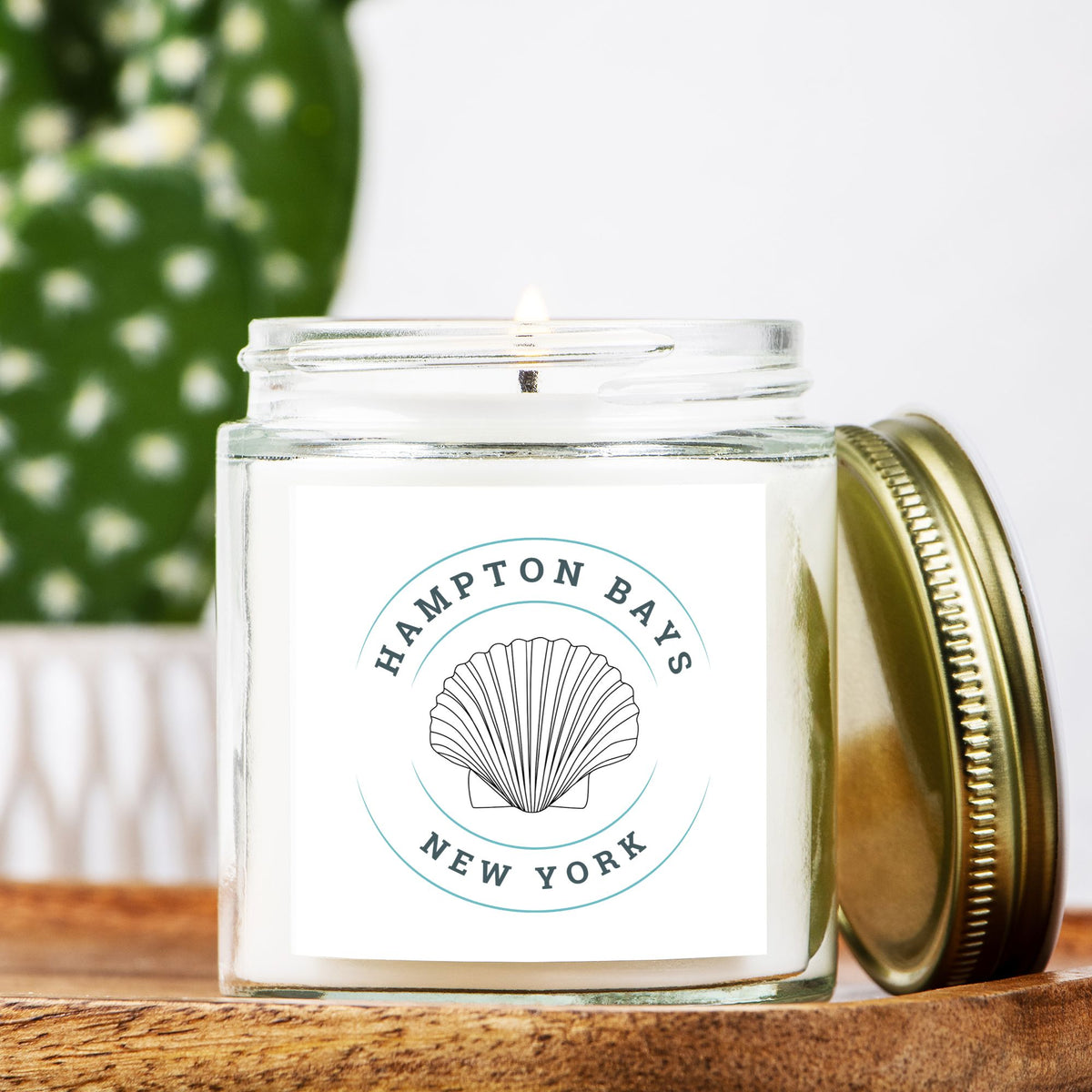 Hampton Bays NY Hand Poured Candle Clear Jar 4oz