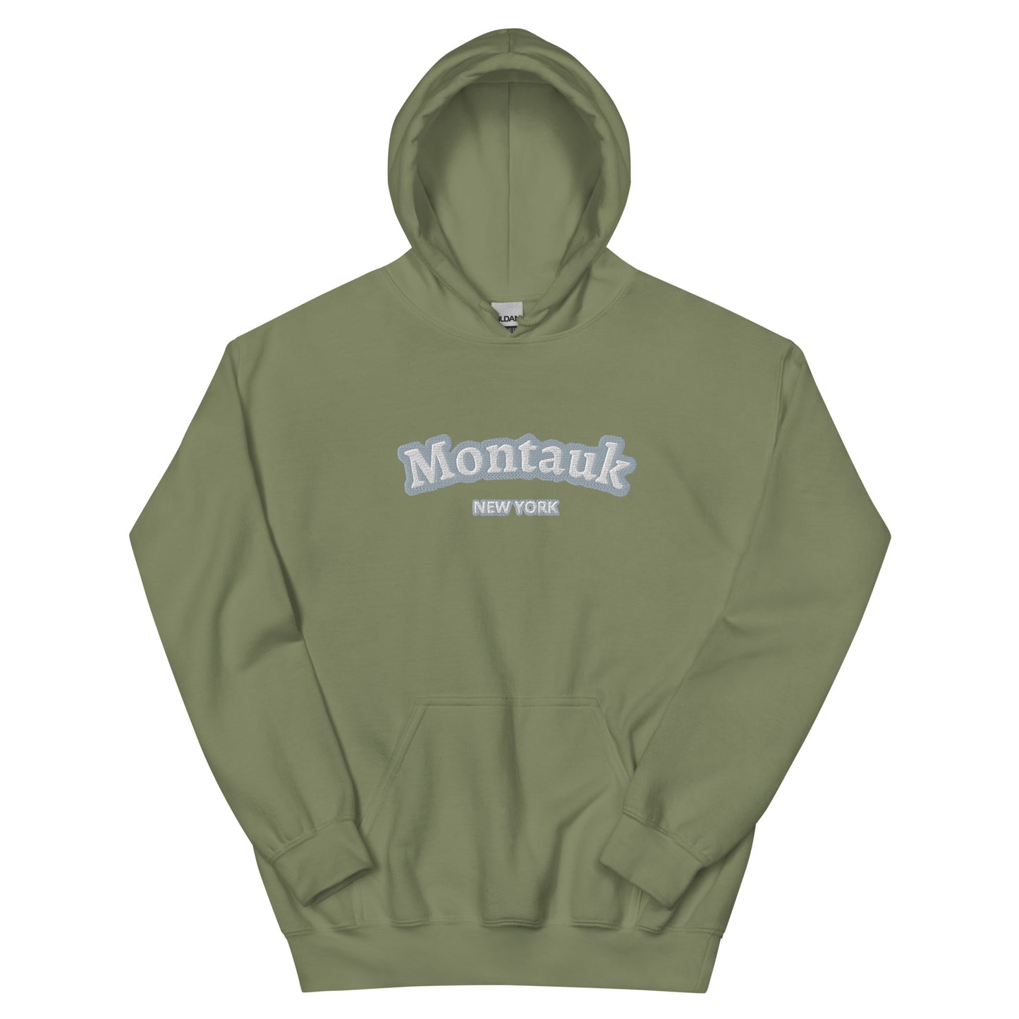 Sage green Montauk Embroidered Hoodie - Unisex Coastal Sweatshirt, ideal for relaxed Cape Cod style and cozy coastal wear.