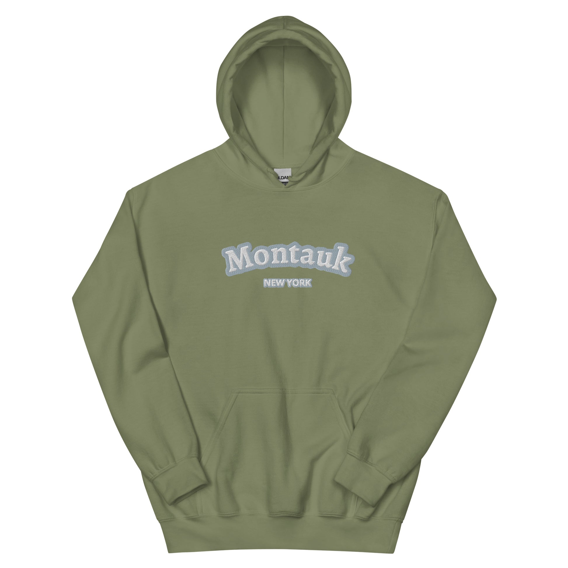 Sage green Montauk Embroidered Hoodie - Unisex Coastal Sweatshirt, ideal for relaxed Cape Cod style and cozy coastal wear.